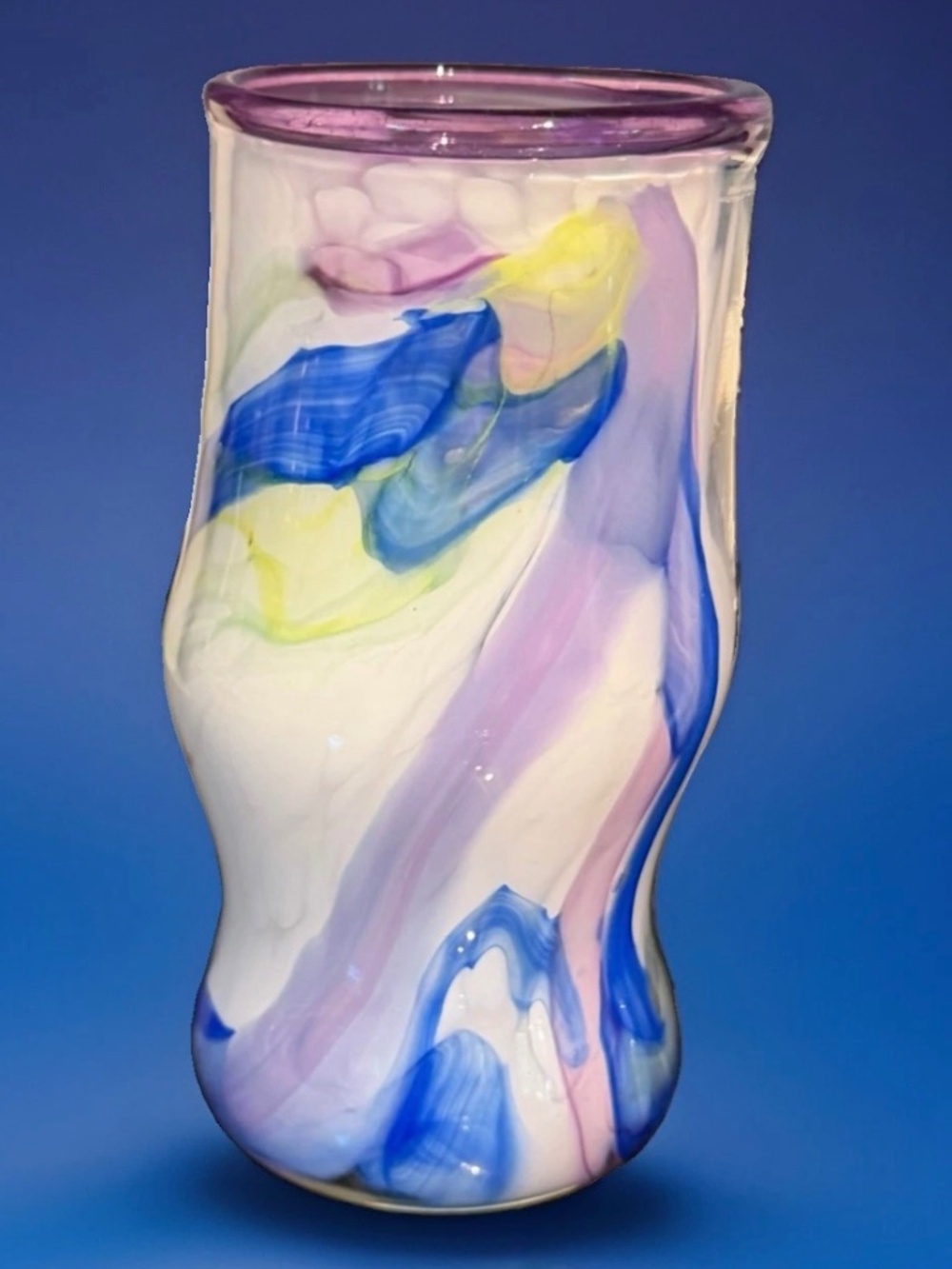 Hand blown pair of mid century style vases.  6”